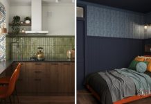 Проект квартиры 38 м² в брежневке: темная палитра, круговая планировка и мини-сад на лоджии