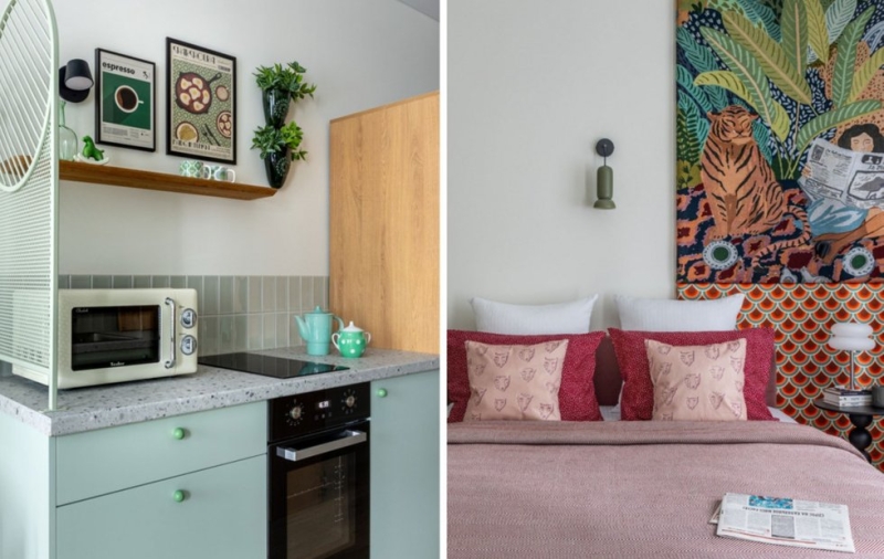 Студия 30 м²: ретро-шик 70-х, функциональность и максимум комфорта